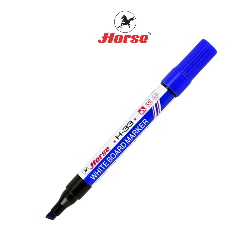 ปากกาไวท์บอร์ดหัวกลม ตราม้า H-22 สีน้ำเงิน